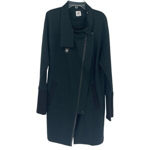 CABi Womens Size Medium Forest Green Renaissance Coat Style 3725 Black Trim